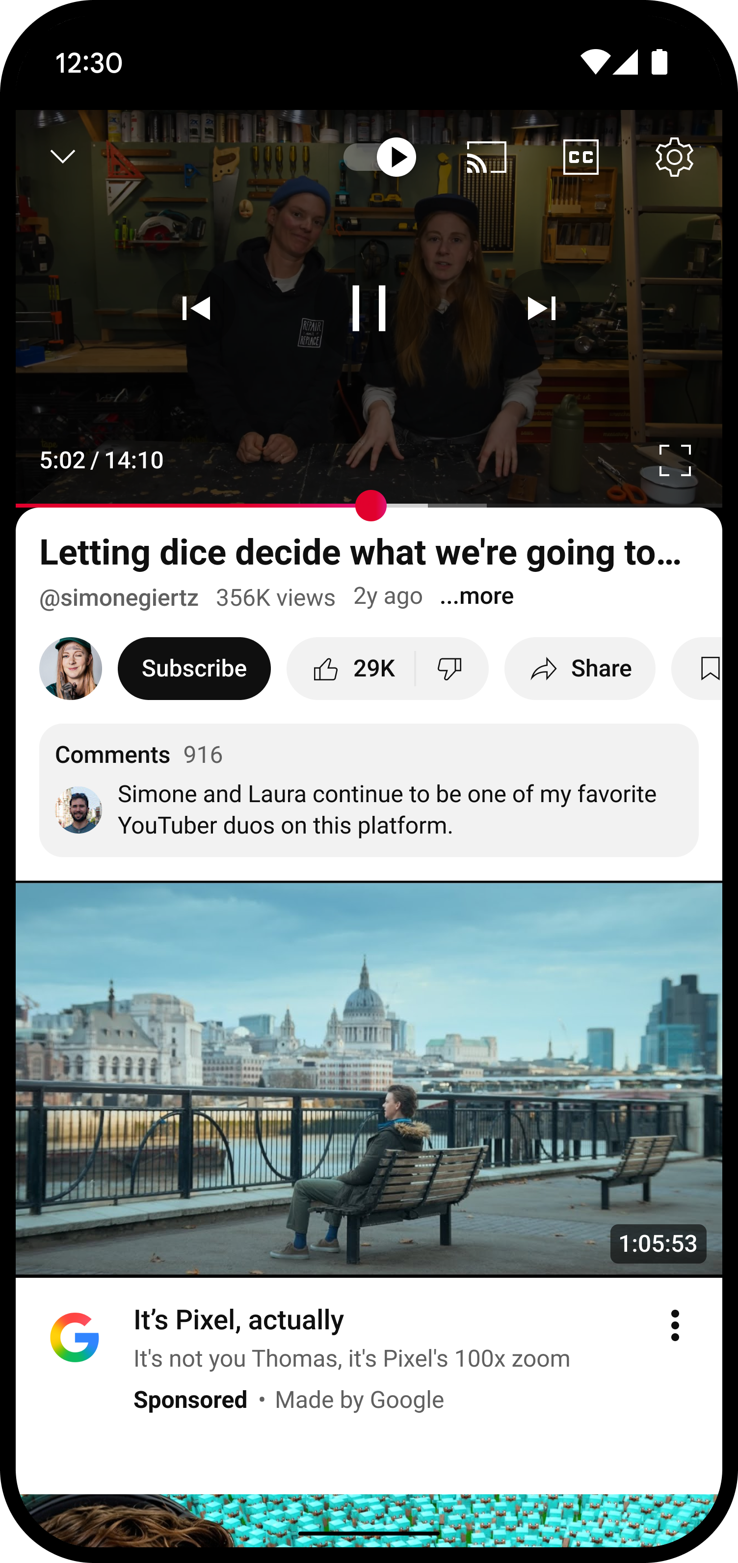 Immersive mode screenshot